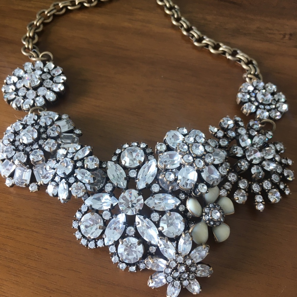 J Crew Crystal Floral Statement Necklace